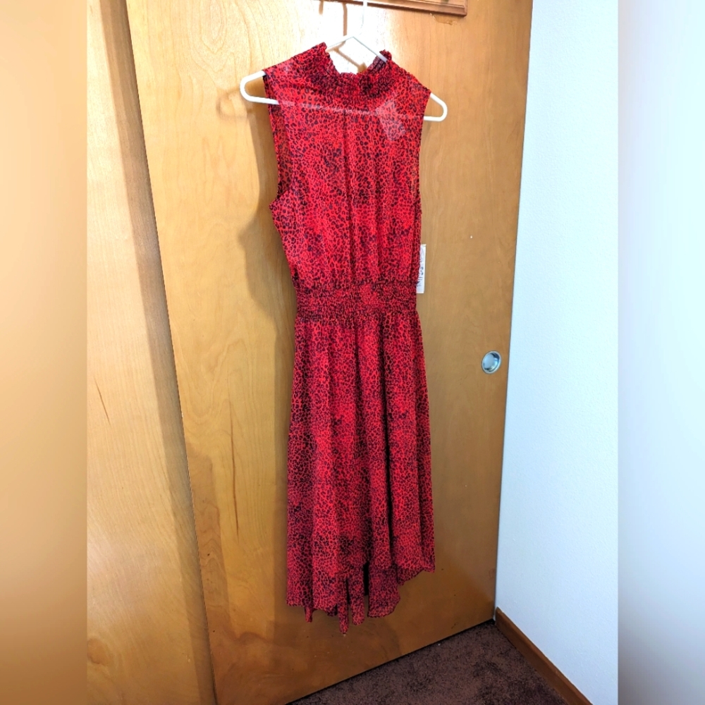 NWT Nanette Lepore red gold leopard print dress size 10